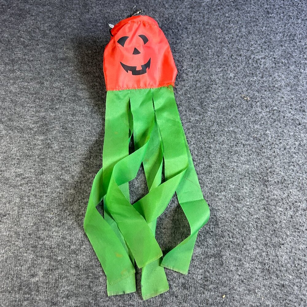 VINTAGE MINI PUMPKIN HALLOWEEN PUMPKIN JOL NYLON WINDSOCK DECORATION 1989 14"